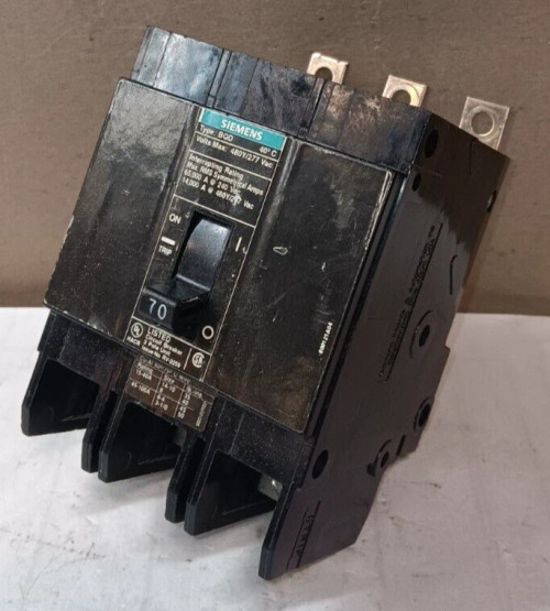 SIEMENS BQD370 70 AMP BOLT-ON CIRCUIT BREAKER 3 POLE 480/277 VAC 65 kA @ 240V