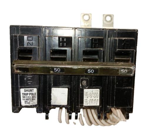 SIEMENS B35000S01 50 AMP BOLT-ON CIRCUIT BREAKER W/ SHUNT TRIP 3 POLE 240 VAC