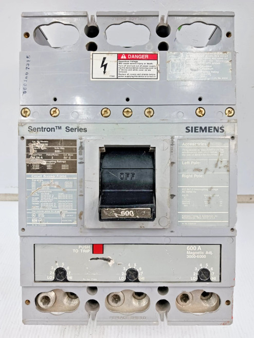 Siemens Sentron 600 Amp Circuit Breaker 3 Pole 600 VAC 65kA HLD63F600 *Flaw*