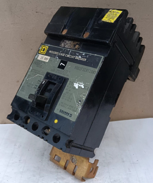 SQUARE D 15 AMP I-LINE CIRCUIT BREAKER 3 POLE 600 VAC FH36015
