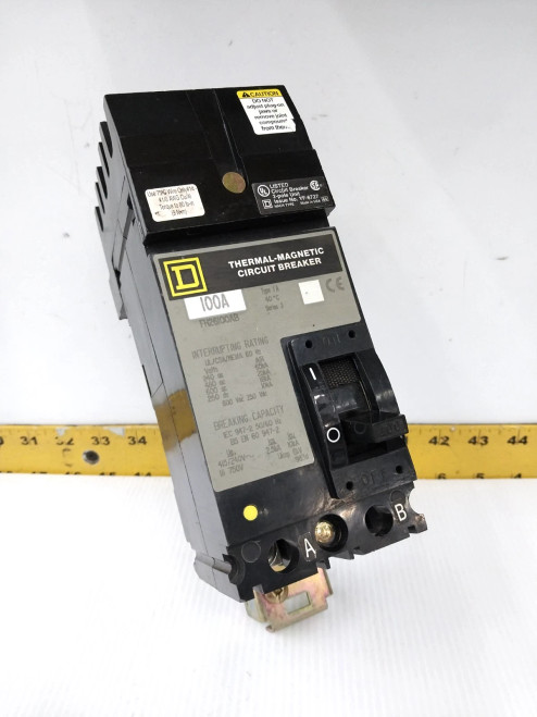 Square D 100 Amp I-Line Circuit Breaker 600 VAC / 250 VDC 2 Pole FH26100AB