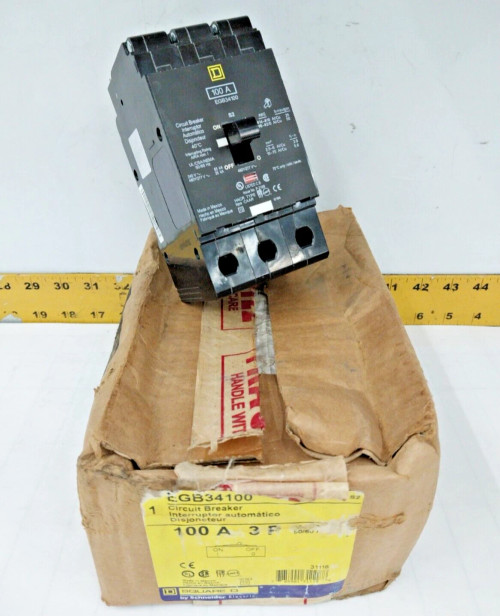 SQUARE D 100 AMP BOLT ON CIRCUIT BREAKER 480Y/277 VAC 3 POLE EGB34100