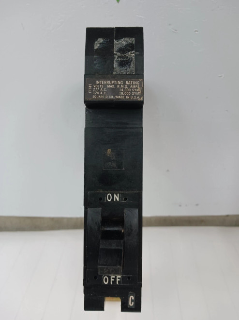 SQUARE D 20 AMP CIRCUIT BREAKER 1 POLE 277 VAC FY-14020-C