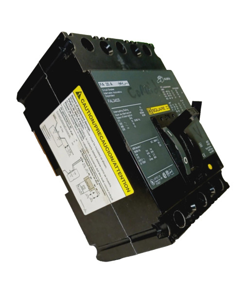 SQUARE D 20 AMP CIRCUIT BREAKER 3 POLE 240 VAC / 250 VDC FAL34020