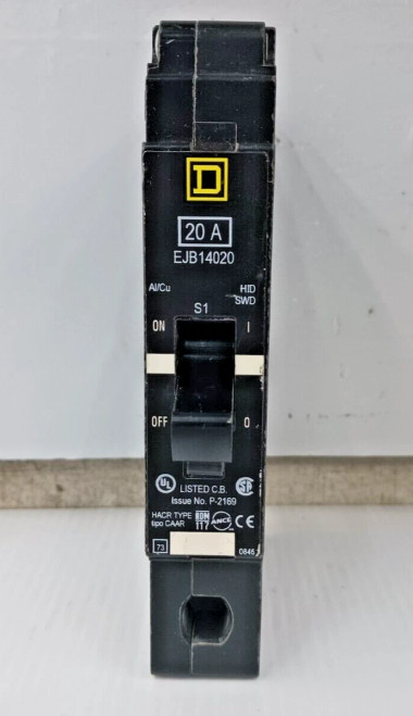 SQUARE D 20 AMP BOLT-ON CIRCUIT BREAKER 1 POLE 277 VAC EJB14020
