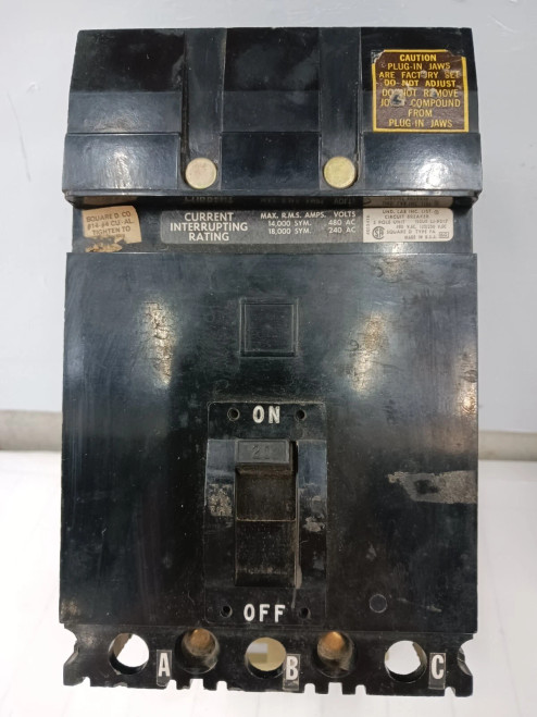 SQUARE D 20 AMP CIRCUIT BREAKER 3 POLE 480 VAC FA-34020