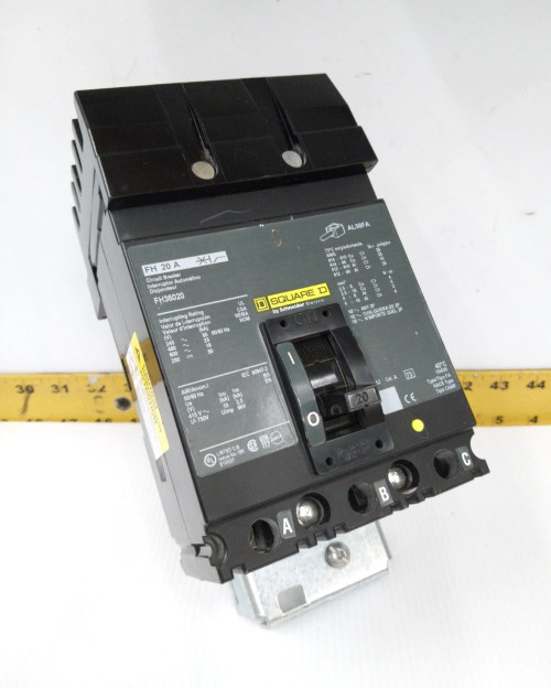 Square D 20 Amp I-Line Circuit Breaker 600 VAC / 250 VDC 3 Pole FH36020