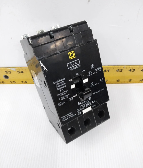 Square D 20 Amp Bolt-On Circuit Breaker 480Y/277 VAC 3 Pole EGB34020