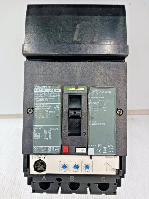 Square D PowerPact 100 Amp I-Line Circuit Breaker 3P 600 VAC 65kA HJA36100U31X