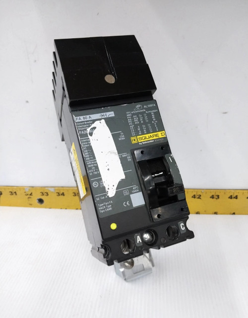 Square D 80 Amp I-Line Circuit Breaker 600 VAC / 250 VDC 2 Pole FA26080AC