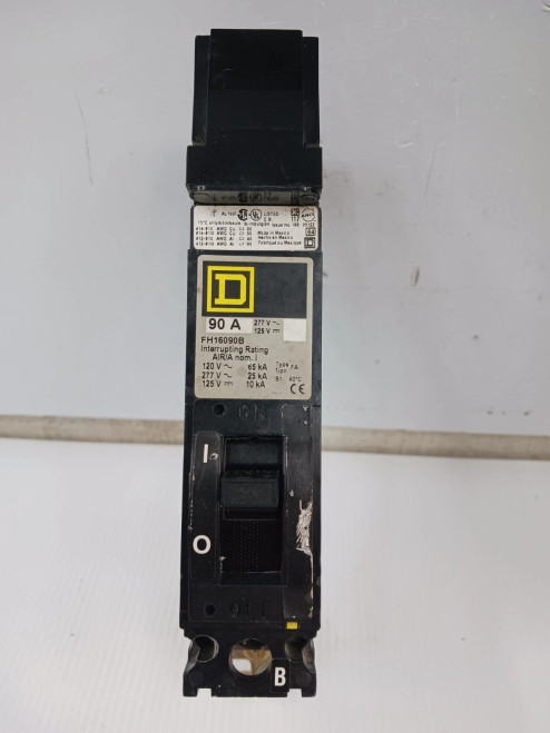 Square D 90 Amp I-Line Circuit Breaker 1 Pole 277 VAC / 125 VDC 25kA FH16090B