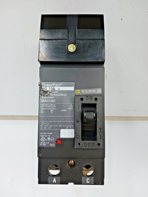 Square D PowerPact 150 Amp I-Line Circuit Breaker 2 Pole 240 VAC 10kA QBA221502