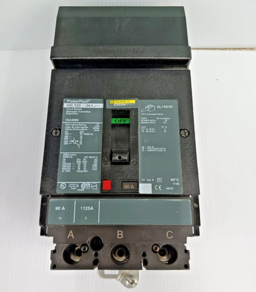 Square D PowerPact 90 Amp I-Line Circuit Breaker 3 Pole 600 VAC 35kA HGA36090