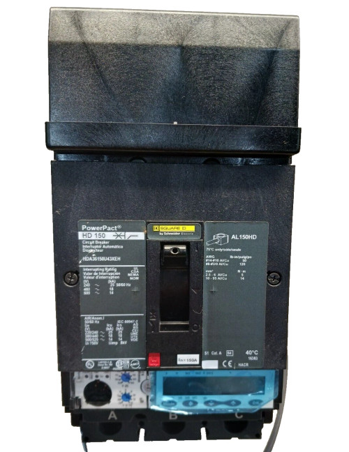 Square D PowerPact 150 Amp I-Line Circuit Breaker 600 VAC 3 Pole HDA36150U43XEH