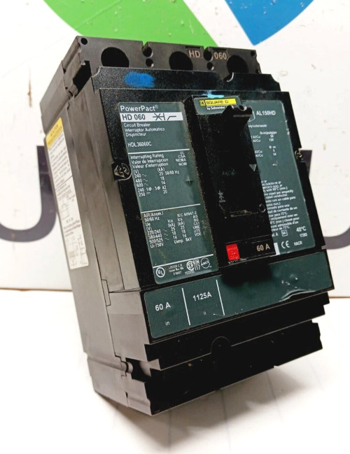 Square D PowerPact 60 Amp Circuit Breaker 3 Pole 600 VAC / 250 VDC HDL36060C