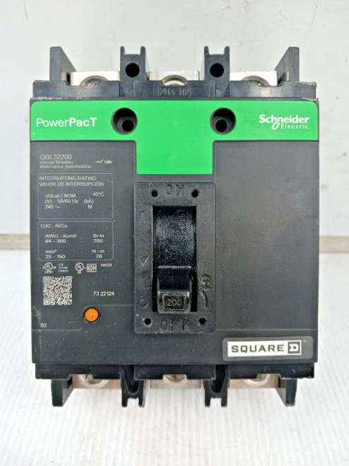 Square D PowerPacT 200 Amp Circuit Breaker 3 Pole 240 VAC QBL32200