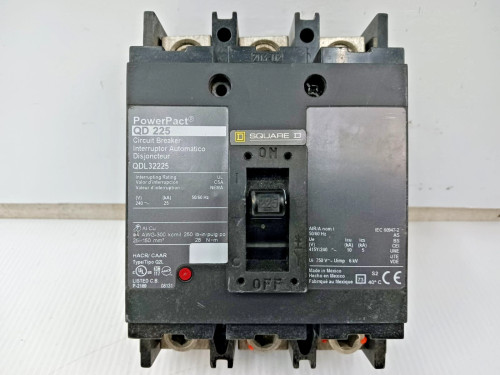 Square D PowerPact 225 Amp Bolt-On Circuit Breaker 3 Pole 240 VAC 25kA QDL32225