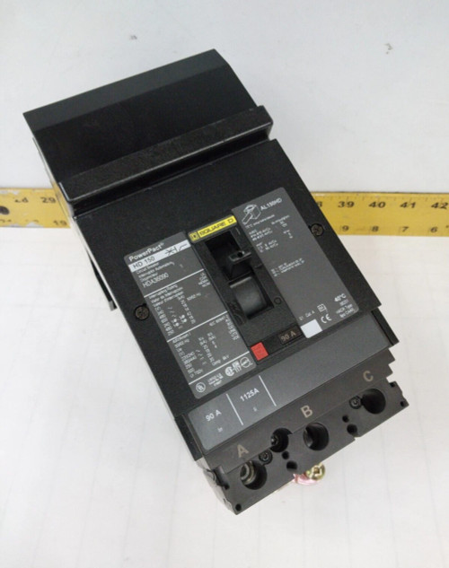 SQUARE D POWERPACT 90 AMP I-LINE CIRCUIT BREAKER 600 VAC 3 POLE HDA36090