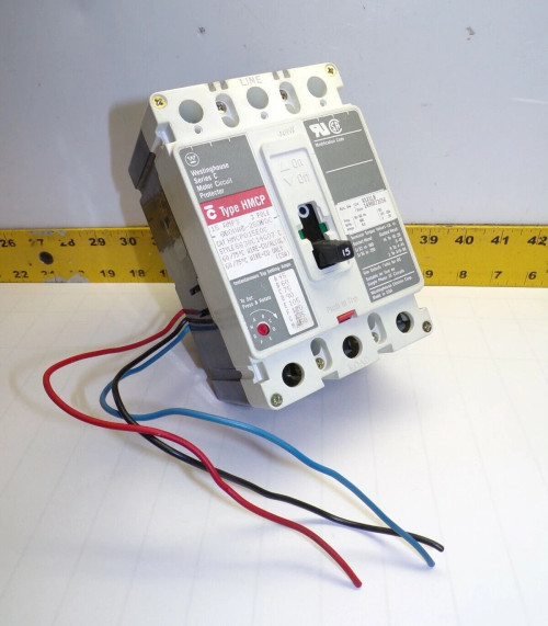WESTINGHOUSE 15 AMP MOTOR CIRCUIT PROTECTOR W/ AUX 600 VAC 3 POLE HMCP015E0C