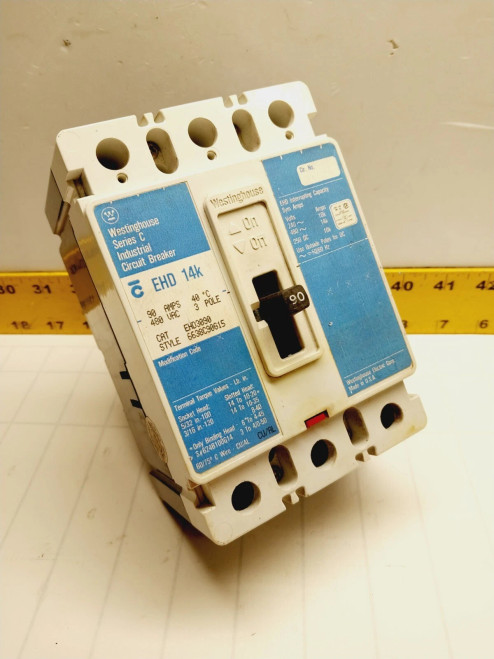 WESTINGHOUSE 90 AMP CIRCUIT BREAKER 480 VAC / 250 VDC 3 POLE EHD3090