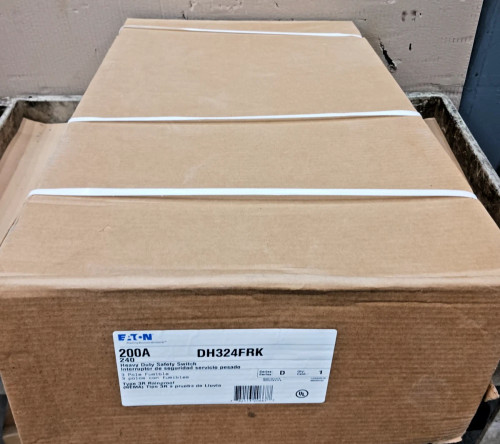 New Eaton 200 Amp Fusible Safety Disconnect Switch 3 Pole 240 Vac 3r DH324FRK