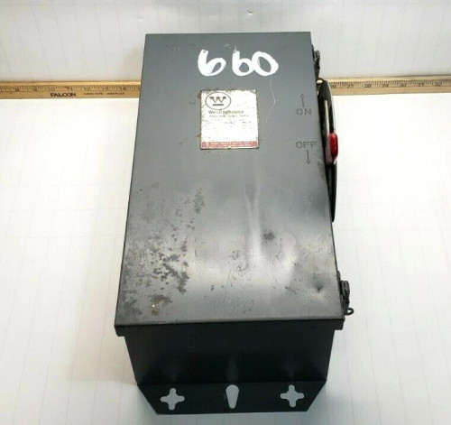 NEW WESTINGHOUSE 60 AMP NON FUSIBLE SAFETY SWITCH 600 VAC 50 HP TYPE 12 JHUN362
