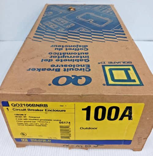 New Square D Circuit Breaker Enclosure 100 Amp 3R 2 Pole QO2100BNRB