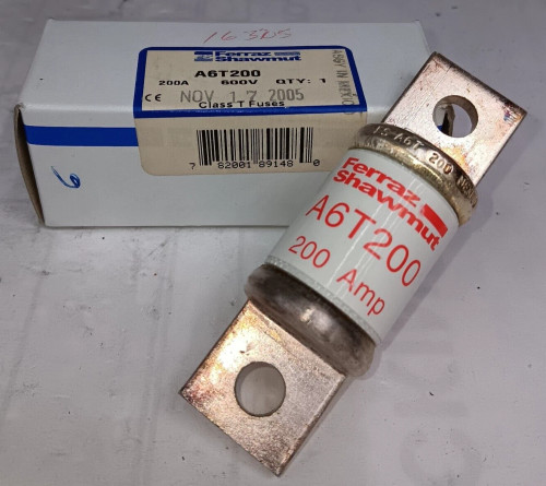 NEW FERRAZ SHAWMUT 200 AMP CLASS T FUSE 600V A6T200