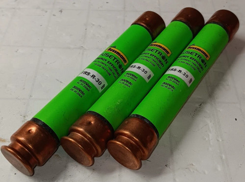 LOT OF 3) NEW COOPER BUSSMAN FRS-R-30 30 AMP FUSETRON FUSE CLASS RK5 600 VAC