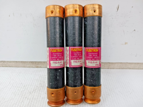 Lot Of 3) Bussmann Fusetron 40 Amp Dual-Element Time Delay RK5 Fuse FRS-R-40