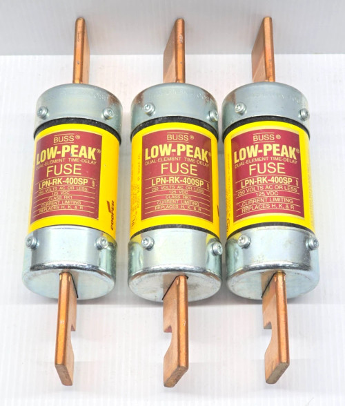 (3) Cooper Bussmann 400 Amp Low-Peak Dual-Element Time-Delay Fuses LPN-RK-400SP