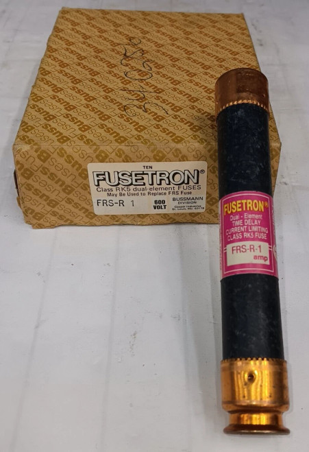 BOX OF 10) NEW COOPER BUSSMAN 1 AMP FUSETRON FUSE CLASS RK5 600 VAC FRS-R-1