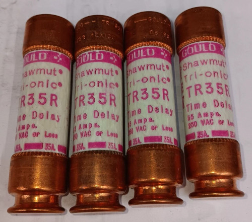 LOT OF 4) NEW GOULD SHAWMUT 35 AMP TRI-ONIC FUSE 250 VAC TR35R