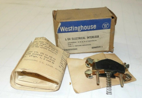 NEW WESTINGHOUSE 600AC/230DC ELECTRICAL INTERLOCK UNIVERSL NO & NC CONTACTS L-54