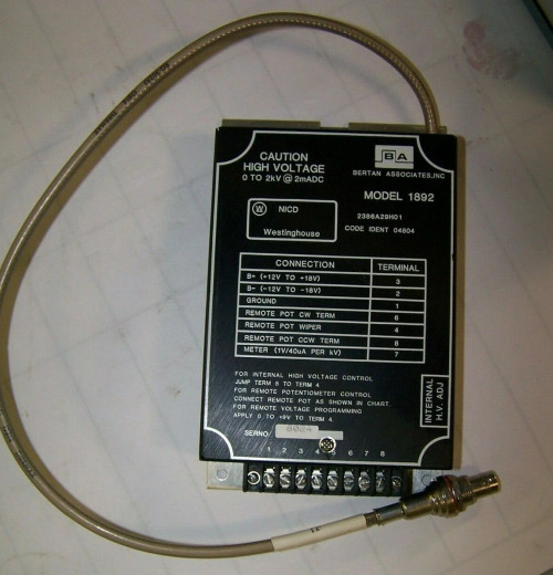 NEW BERTAN ASSOCIATES ( BA ) 0 - 2k V @ 2mADC POWER SUPPLY MODEL NO. 1892