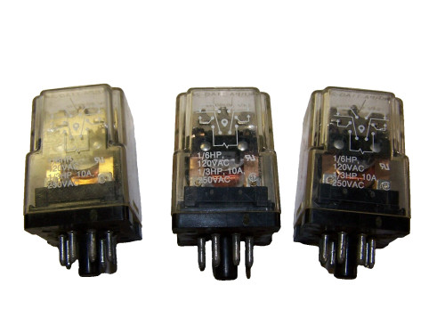 3) POTTER & BRUMFIELD 10 AMP 250 VAC RELAY 24 VDC 8-PIN KRPA-11AG-24 LOT OF 3