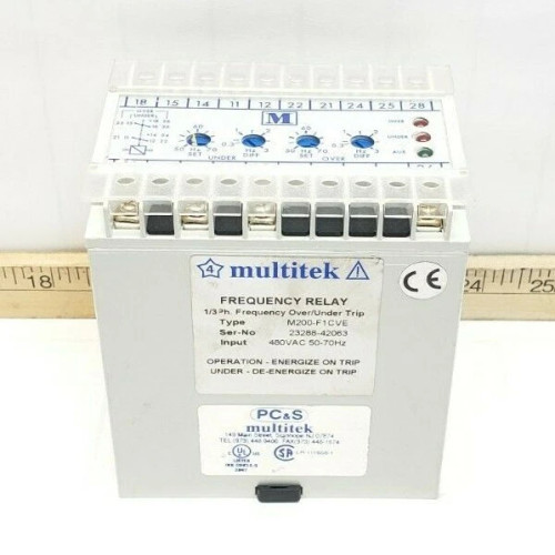 Multitek M200 Frequency Monitoring Relay 480 VAC 50-70 HZ 1/3 Phase M200-F1CVE