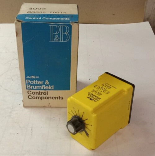 NEW POTTER & BRUMFIELD ON DELAY TIME RELAY 0.1-10 SEC. 10 AMP 120 VAC CDB3870014