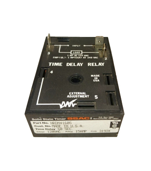SSAC HRDM4160S SOLID STATE 120 VAC TIME DELAY RELAY 60 SECONDS