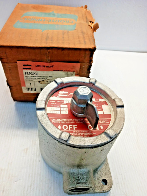 New Crouse Hinds FSPC230 Hazardous Location Snap Switch 20A 600 Vac Max NIB