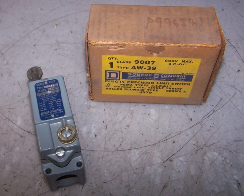 NEW SQUARE D 9007AW-39 PLUG-IN PRECISION LIMIT SWITCH 600 VAC 10 AMP DPST
