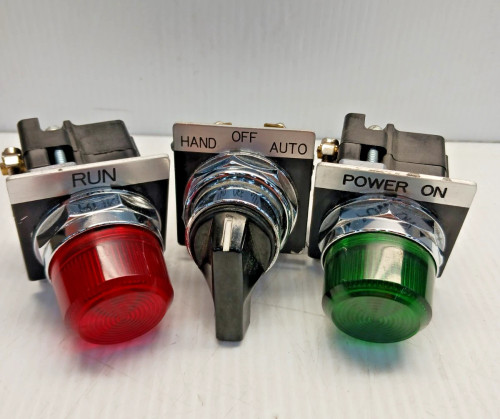 Set of Cutler Hammer H.O.A. 3 Postion Selector Switch 2 Pilot lights 10250T