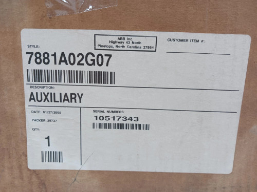 NEW ABB AUXILIARY CURRENT OR POTENTIAL TRANSFORMER 600 VAC 7881A02G07