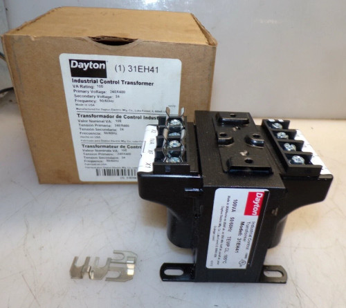 NEW DAYTON 100 VA .100 KVA CONTROL TRANFORMER 240X480 HV 24 VAC LV 31EH41