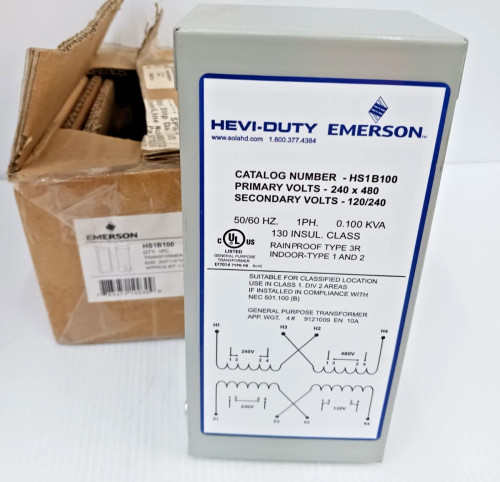 New Sola Hevi-Duty .100 Kva GP Transformer 3R Outdoor 240 x 480 HV 120/240 LV