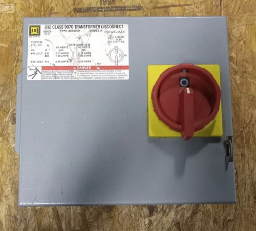 SQUARE D 500 VA TRANSFORMER DISCONNECT 600V 230/460 V PRI 115 V SEC. 9070SK500G1