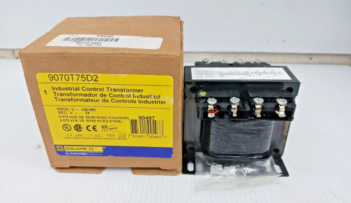 NEW SQUARE D 0.075 kVA INDUSTRIAL CONTROL TRANSFORMER 1 PHASE 9070T75D2