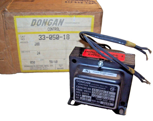 NEW DONGAN .050 KVA CONTROL TRANSFORMER 208 HV 24 LV 33-050-18
