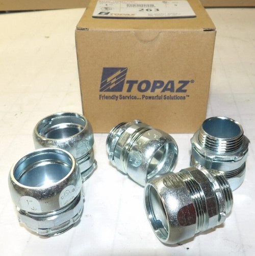 BOX OF 5) NEW TOPAZ 1 INCH RIGID COMPRESSION TYPE CONNECTOR CAT# 263