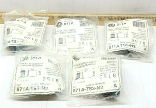 LOT OF 5 NEW ALLEN BRADLEY QUICK DISCONNECT CHAMBER TERMINAL 16 AWG 871A-TS3-N2